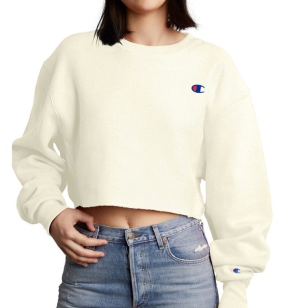 Cream Champion Reverse Weave® Crop Sweatshirt